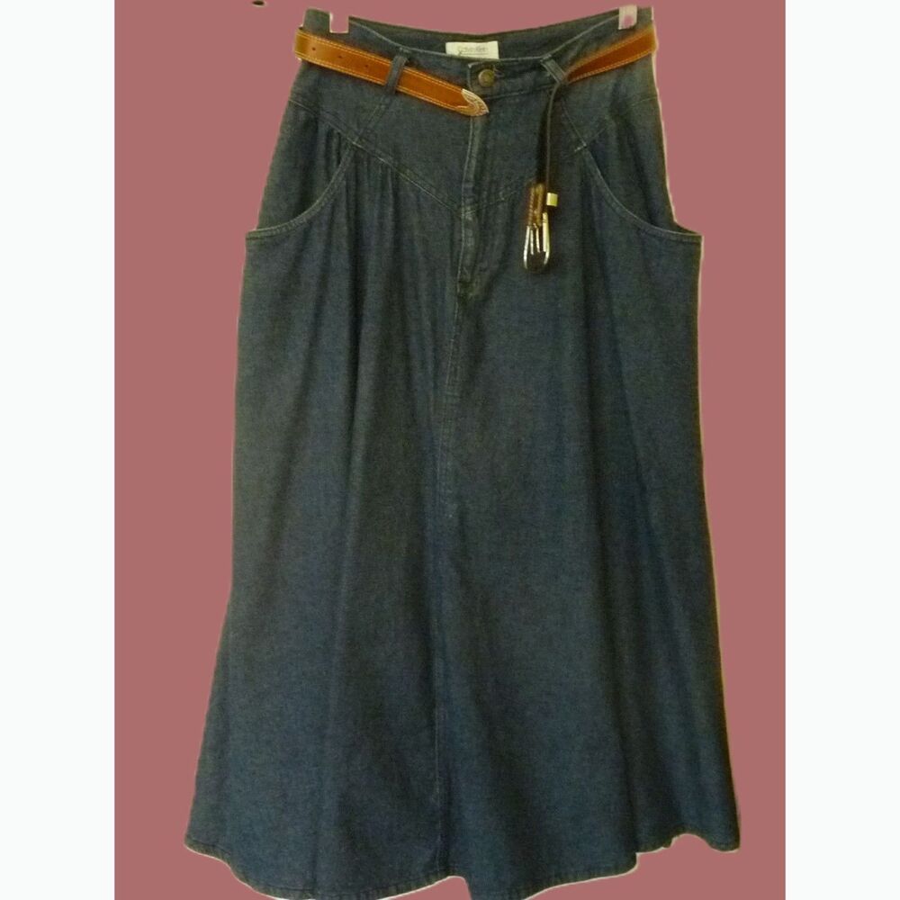 Vintage Calvin Klein  Western A-line Country Front Yoke  Denim Jean SKirt 6 S